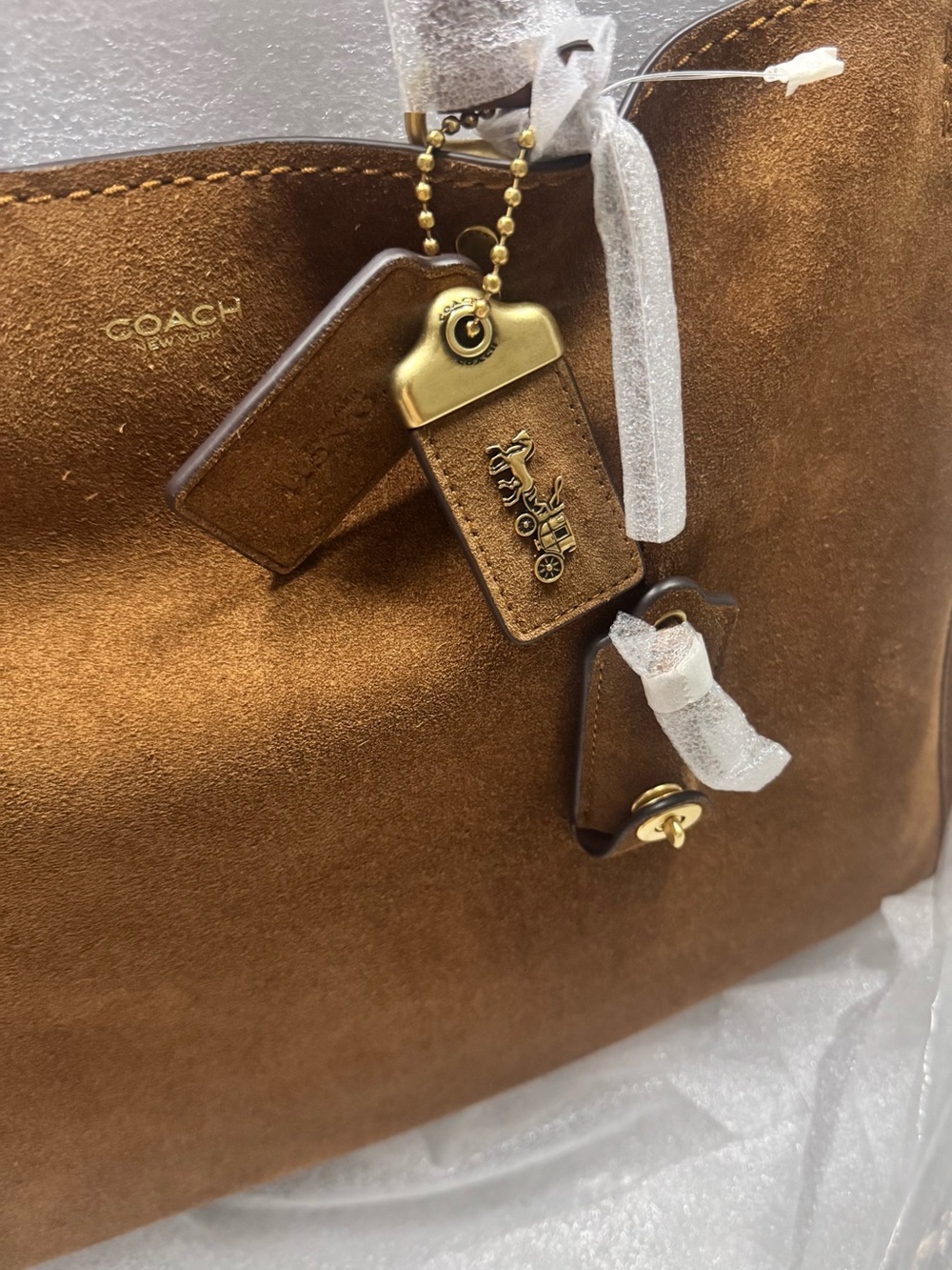 Coach Warm Brown Suede Rouge 40 with Gold Hardware NWT - Picture 10 of 10